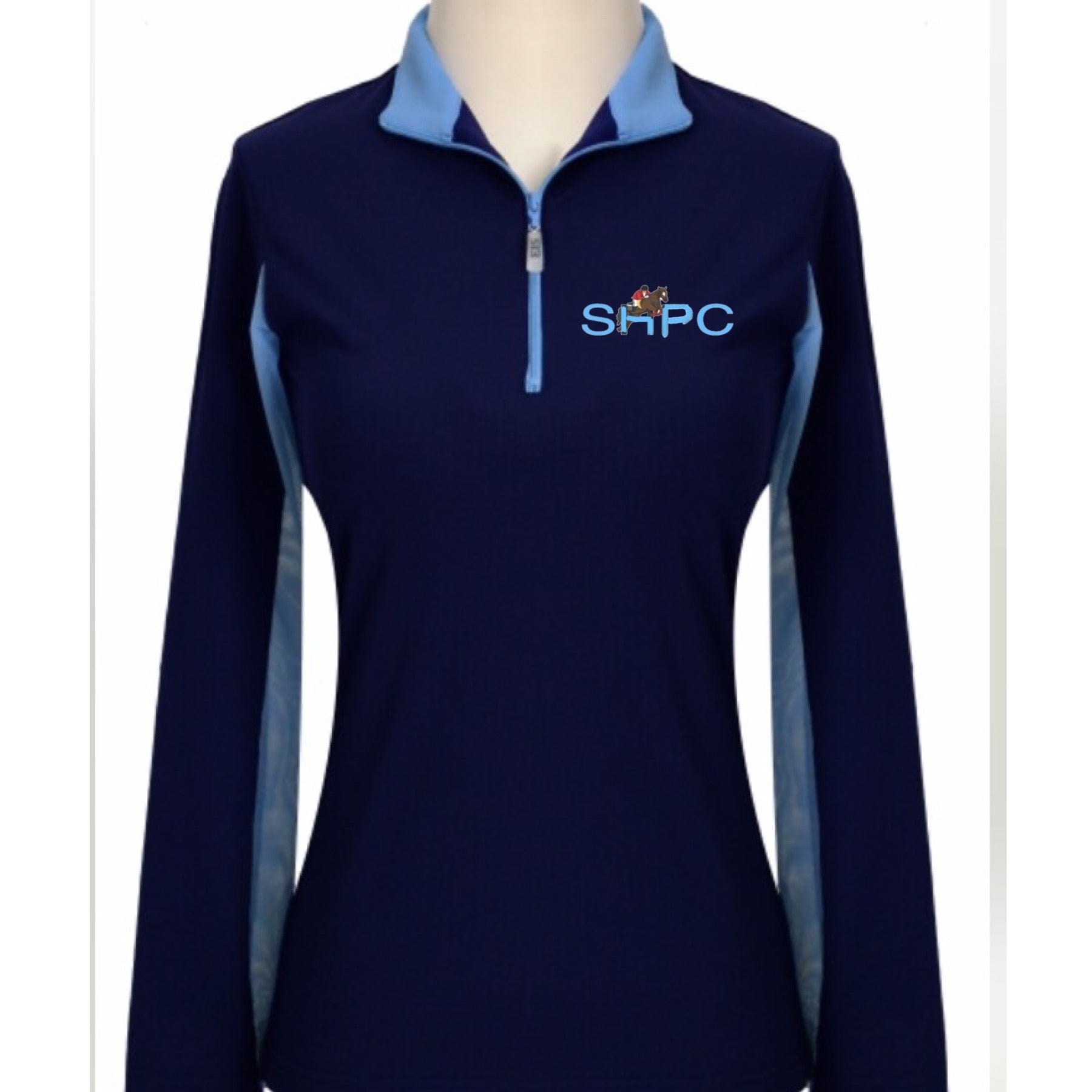 Ladies UPF 50+ Sun Shirt - Equestrian Riding Shirt With Quarter Zip & Mesh Vents