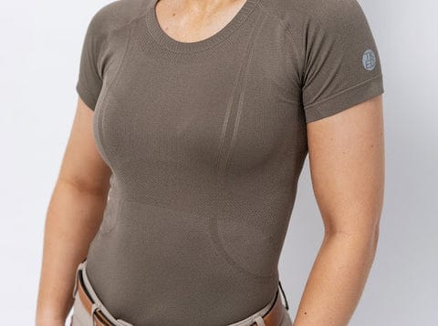 TKEQ Women's Casual Shirt XS/S TKEQ- Kennedy Seamless Short Sleeve Shirt - Suede equestrian team apparel online tack store mobile tack store custom farm apparel custom show stable clothing equestrian lifestyle horse show clothing riding clothes horses equestrian tack store
